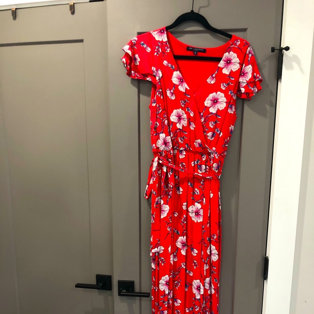 Pink floral maxi dress